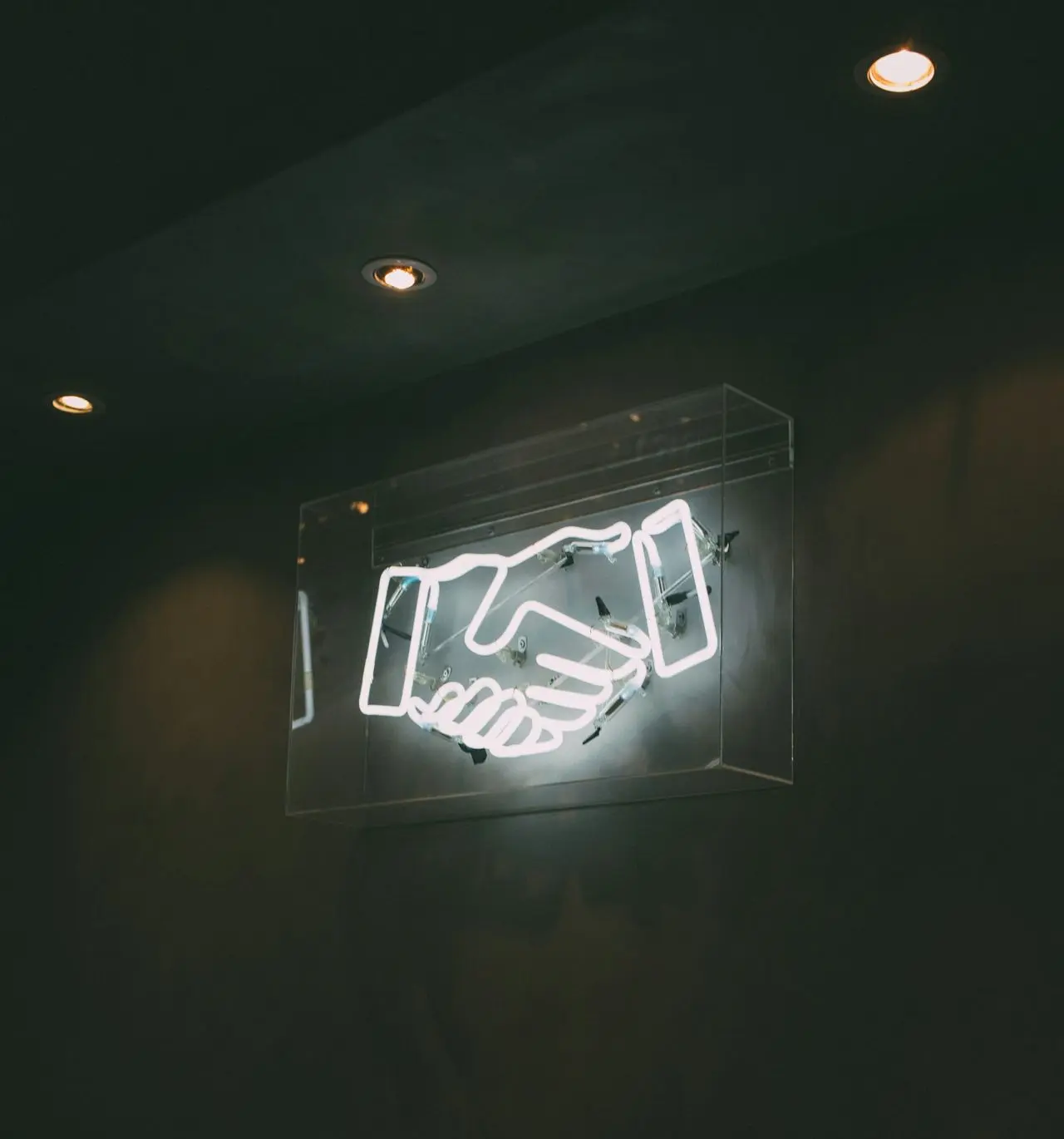 human hand neon signage